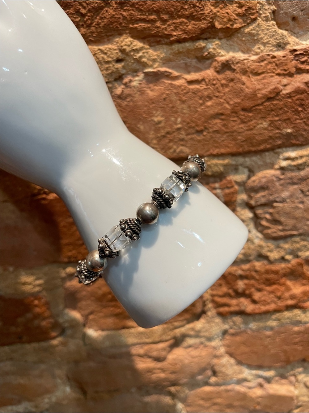 Silpada Sterling Silver Swarovski Crystal Bead Bracelet Toggle Clasp
